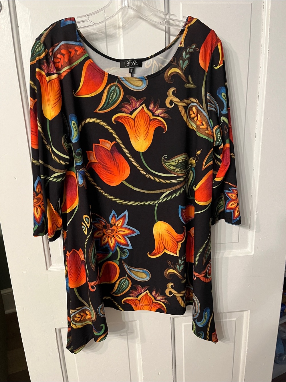 LBISSE 1X Paisley Floral Top 3/4 sleeves
